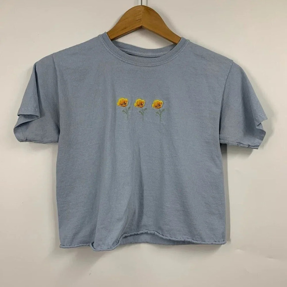 Brandy Melville Tops - Brandy‎ Melville J. Galt Women's Embroidered Poppy Short Sleeve Shirt One Size